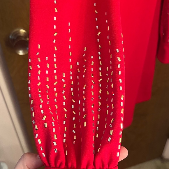 Calvin Klein Red Long Sleeved Dress size 10 - Picture 2 of 5